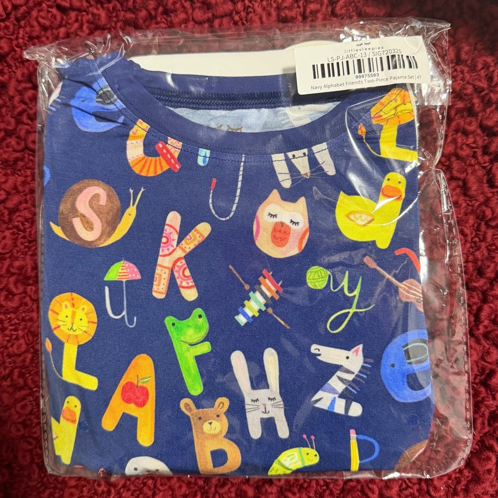 NWT Little Sleepies Navy Alphabet Friends 2-Piece Pajama Set | 4T